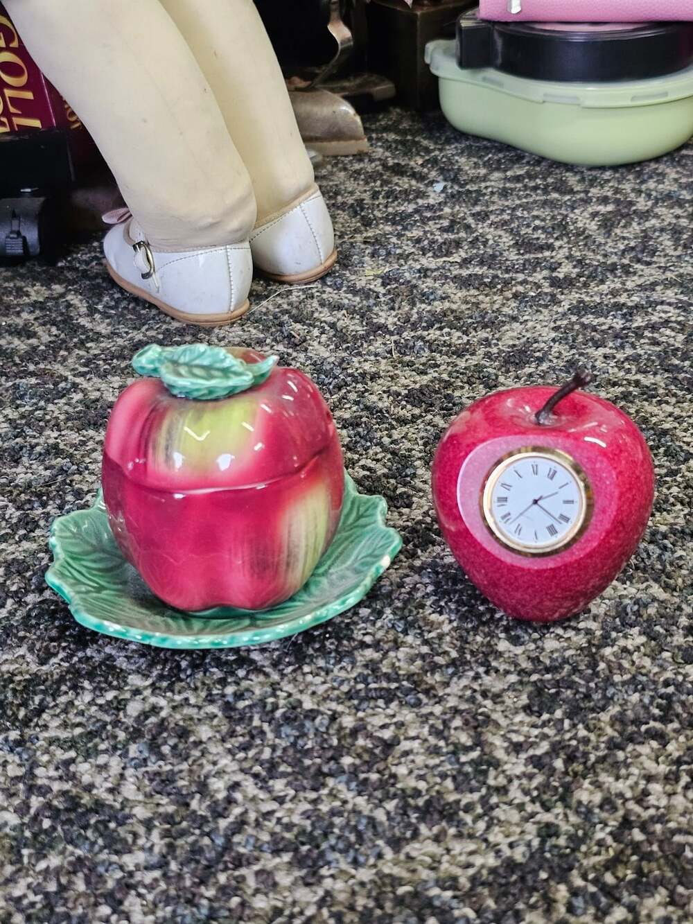 Vintage Ceramic apple Jam Jar with Spoon